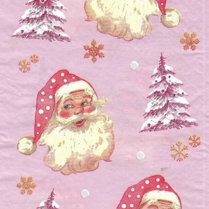 Decoupage Napkins Christmas Pink Santa Claus Three Guest Towel Size for Scrapbooking Decoupage Journaling Card Making Arts and Crafts