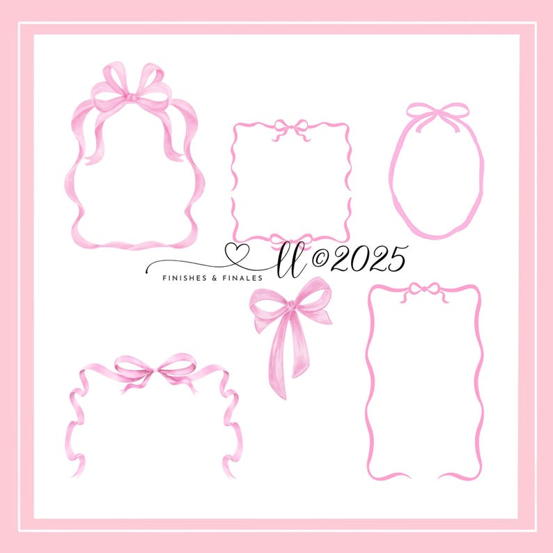 Pink Ribbon Frame R Pink Ribbon Frame Collection Digital Paper Download Watercolor ...