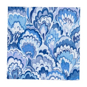 May include: A blue and white floral pattern with a swirling design. The pattern is reminiscent of a paisley design.