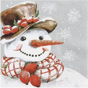 Decoupage Napkins Happy Snowman Christmas Winter with Hat and Scarf Includes Three Luncheon Size Premium Quality Paper Napkins Arts & Crafts