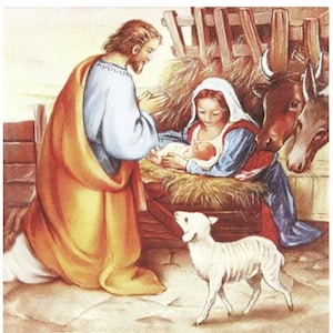Nativity Scene Holy Family Decoupage Napkins Birth of Christ Napkins Includes Three Individual Luncheon Size Paper Napkins Jesus is Born