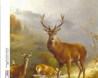 Deer in the Forest Decoupage Rice Paper Bucks and Does in Mist A4 Size High Quality Imported Printed in Italy, Rice Paper for Decoupage