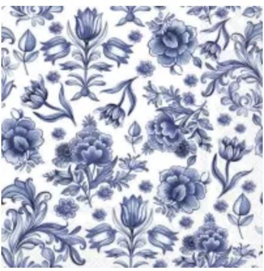 Decoupage Napkins Delft Blue Flowers Blue and White Classic Pattern ...