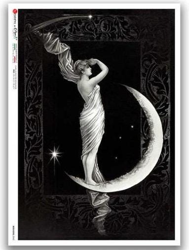 Art Nouveau Moon - Etsy