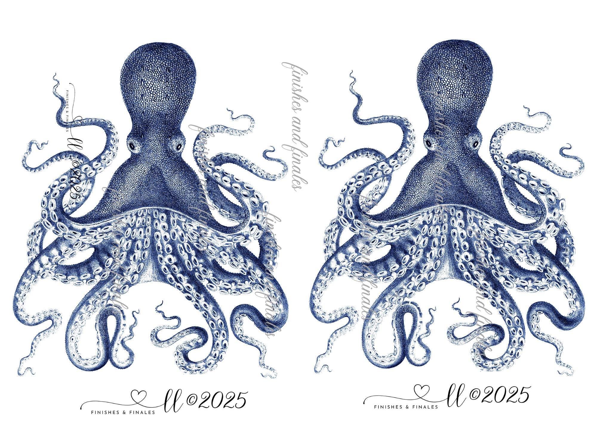 Large Blue Octopus Rice Paper for Decoupage and Crafts Choose One A4 ...