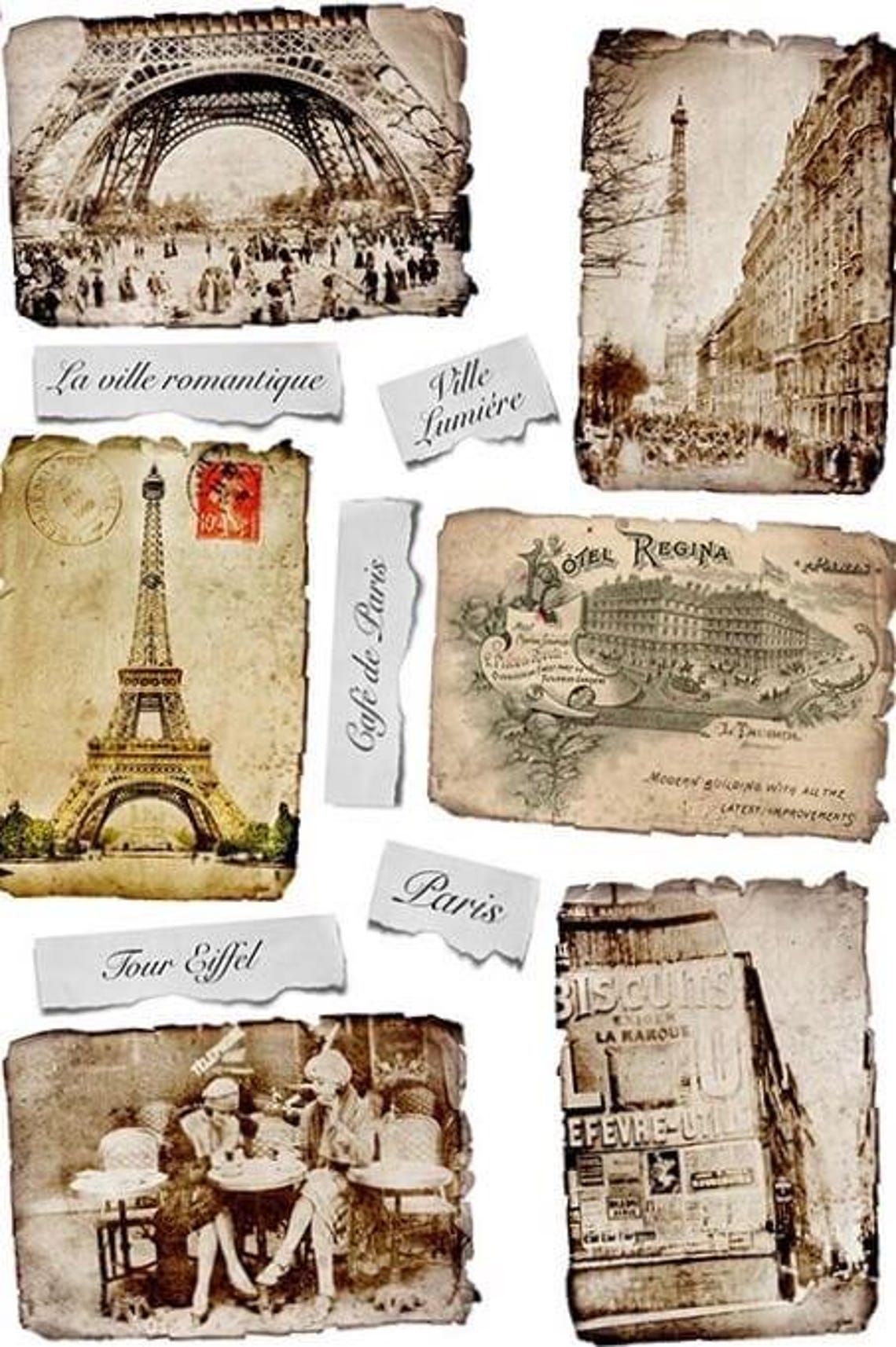 Old Photos of Paris Rice Decoupage Paper Eiffel Tower Vintage Style ...