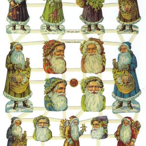 Santa Claus Die Cut Sheet Embossed Vintage Victorian Style by Friehoff Imported from Germany Pre Cut, Christmas Paper Scraps