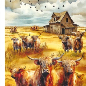 Highland Cows Decoupage Rice Paper A4 Size Gorgeous Artwork Mulberry Paper Mixed Media Junk Journals, Tags Ornaments Cards Printed in Italy