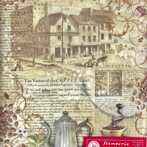 Stamperia Rice Paper Coffee and Chocolate Grinder for Decoupage Card Making Journals A4 Size Made in Italy