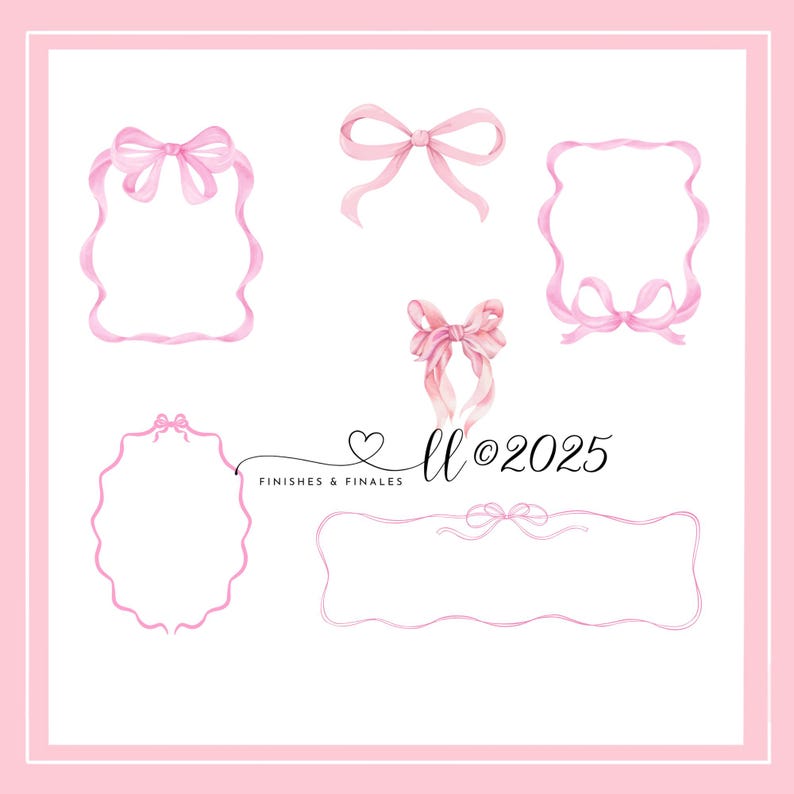 Pink Ribbon Frame R Pink Ribbon Frame Collection Digital Paper Download Watercolor ...