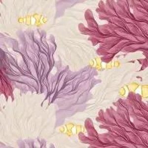 Underwater Sea Garden Decoupage Napkins Purple and Mauve with Clownfish, Three Individual Premium Quality Luncheon Size Paper Napkins