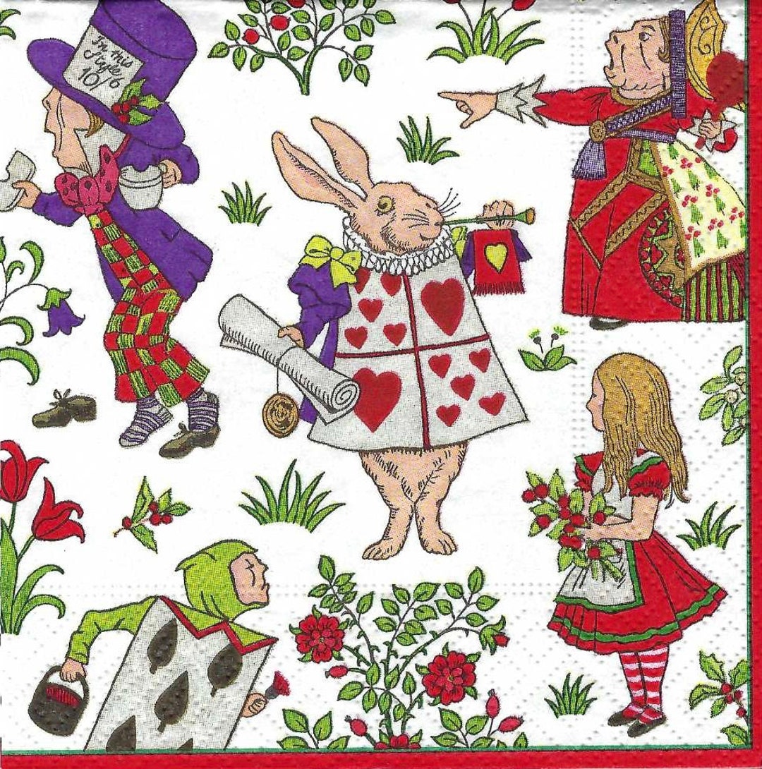 Decoupage Napkins Alice in Wonderland Includes Three Cocktail Size for