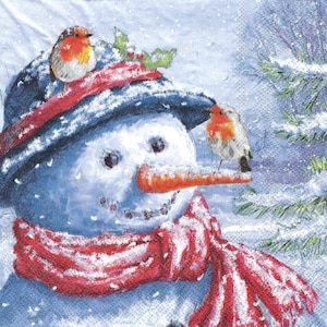 Decoupage Napkins Christmas Snowman Includes Three Luncheon Size for Scrapbooking Journaling Card Making, Altered Paper Arts
