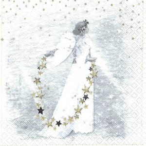 Decoupage Napkins Angel with Wreath of Stars Includes Three Luncheon Size Premium Quality Paper Napkins for Crafts, Cards, Art