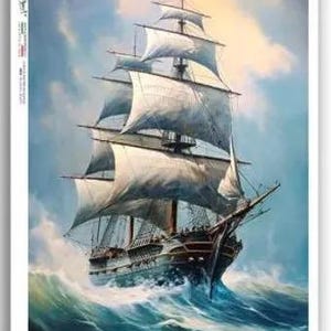 Sailing Ship Decoupage Rice Paper Beautiful 1800s Maritime Clipper Ship, Boat on the Ocean, One Large Image A4 Size Printed in Italy