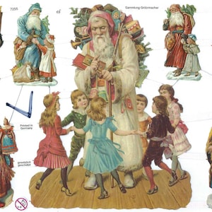Santa Claus Die Cut Sheet Embossed Vintage Victorian Style by Friehoff Imported from Germany Pre Cut, Christmas Paper Scraps