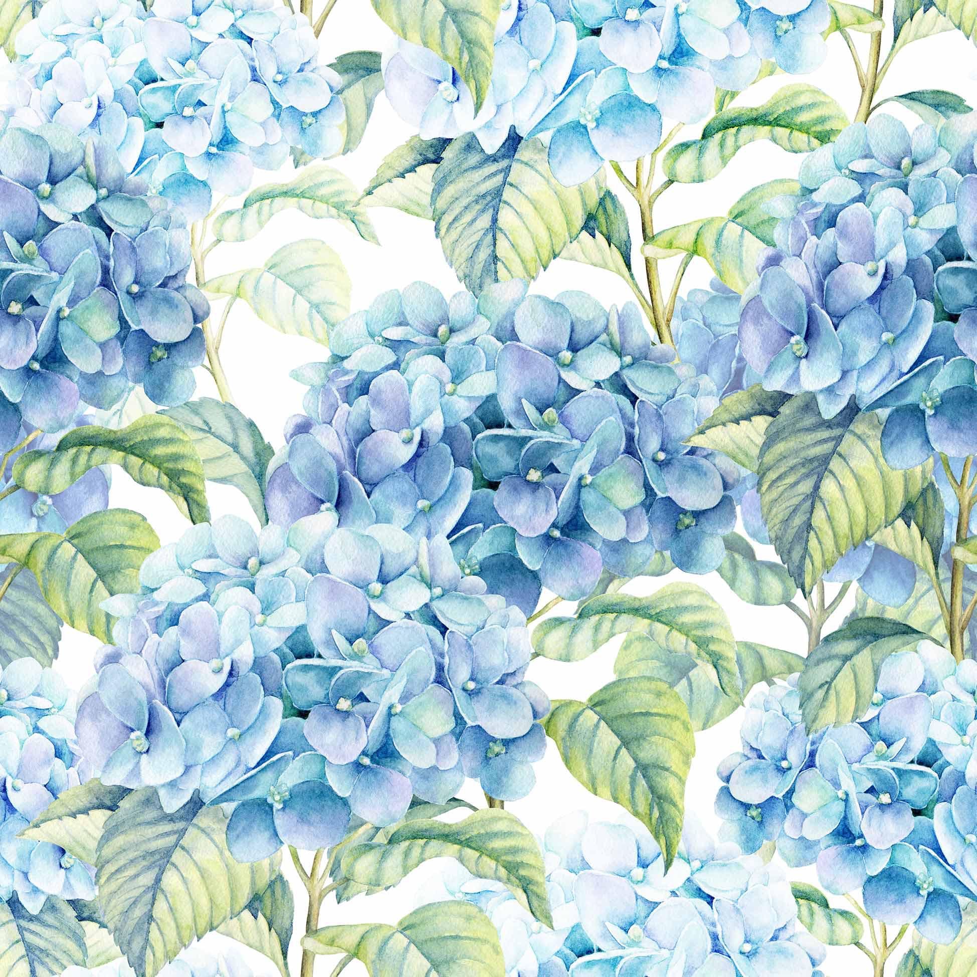 Decoupage Napkins Hydrangea Print  in Blue, Green & White Allover, Includes Three Individual Premium Quality Luncheon Size Paper Napkins