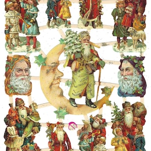Die Cut Sheet Embossed Santa Claus St Nicholas Vintage Style Imported from Germany Pre Cut For Scrapbooks, Christmas Card Making Etc