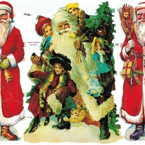 Die Cut Sheet Embossed Vintage Style Santa Claus Imported from Germany Pre Cut For Scrapbooks, Card Making Etc