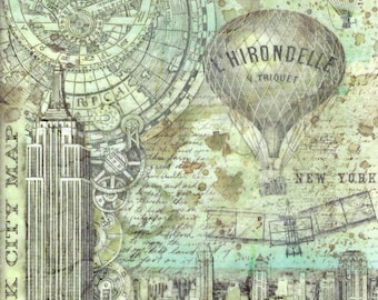 Papel de arroz Stamperia Sir Vagabond Aviator, mapa de la ciudad de Nueva York para decoupage, tarjetas, diarios, tamaño A4, hecho en Italia.