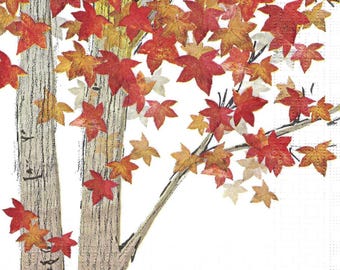 Fall Maple Trees Decoupage Napkins Beautiful Leaves in Fall Colors Includes Three Individual Premium Quality Luncheon Size Paper Napkins