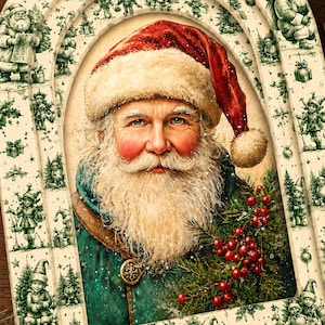 Vintage Santa Claus Rice Paper Happy Vintage Traditional Santa Chose one A4or Two A5 or Four 5.75" x 4" Size Sheets, Antique Style Christmas