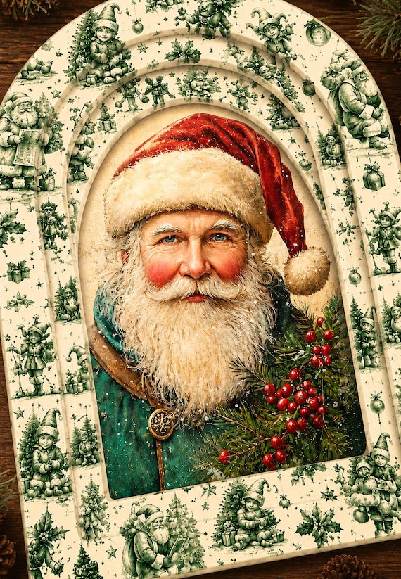 Vintage Santa Claus Rice Paper Happy Vintage Traditional Santa Chose one A4or Two A5 or Four 5.75" x 4" Size Sheets, Antique Style Christmas