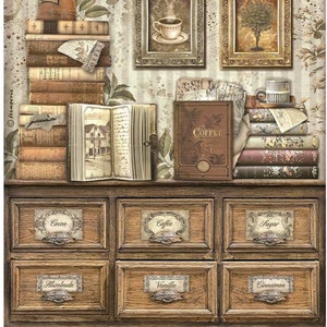 NEW Stamperia Coffee and Chocolate Books A4 Size Rice Paper for Decoupage Card Making Journals Made in Italy NEW Pattern