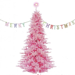 Decoupage Napkins Decoupage Napkin Bright Pink Christmas Tree Set of Three Luncheon Size Paper Napkins