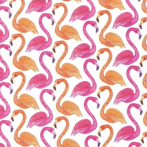Decoupage Flamingo Napkins in Pink Orange and White Allover Print, Includes Three Cocktail Size Premium Quality Three Ply Paper Napkins
