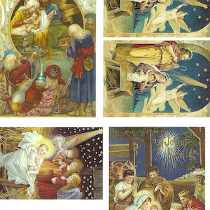 Holy Family Nativity Decoupage Rice Paper Birth of Christ Baby Jesus Rice Paper A4 Size, Includes on Sheet with Six Images, Printed in Italy