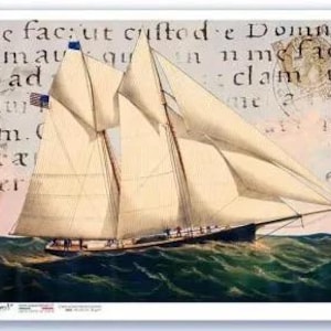 Sailing Ship Decoupage Rice Paper Beautiful 1800s Maritime Sailing Yacht, Boat on the Ocean, One Large Image A4 Size Printed in Italy