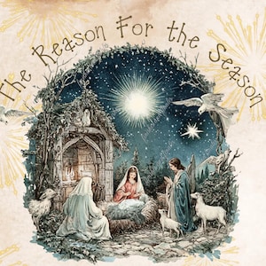 Nativity Christmas Eve Decoupage Rice Paper Choose Your Size One A4, Two A5 Size or Four 4" x 5" Images Birth of Jesus Scene Rice Paper