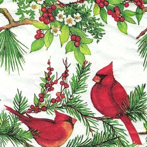 Decoupage Napkins Cardinals Decoupage Christmas Napkins with Greens & Red Berries, Includes Two Premium Quality Banquet Size Paper Napkins