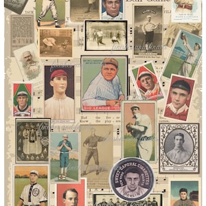 Vintage Baseball Theme Digital Download Baseball Cards and Photos Circa Early 1900s Digital Paper Finishes & Finales Design, Babe Ruth