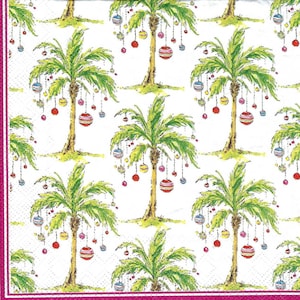 Decoupage Napkins Christmas Palm Trees with Ornaments Three Luncheon Size for Scrapbooking Decoupage Journaling Card Making Arts & Crafts