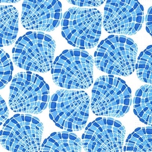 Blue and White Shell Decoupage Napkins Includes Three Individual Premium Cocktail Size Paper Napkins for Crafts Decoupage, Beach Decoupage