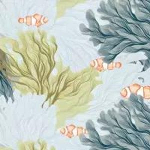 Blue Underwater Sea Garden Decoupage Napkins Pale Blue with Clownfish Includes Three Individual Premium Quality Luncheon Size Paper Napkins