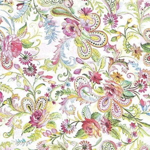 Decoupage Napkins in Pink and White Jacobean Allover Floral Print, Includes Three Luncheon Size Napkins for Decoupage Scrapbooking Home Dec