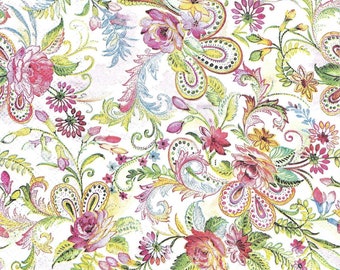 Decoupage Napkins in Pink and White Jacobean Allover Floral Print, Includes Three Dinner Size Napkins for Decoupage Scrapbooking Home Dec