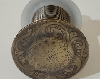 Engraved Solid Brass Sink Drain with Bronze Knob