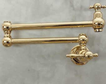 Uncoated Brass Pot Filler Kitchen Faucet - Wall Mount