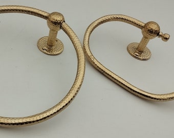 Handmade Brass Towel Ring and Toilet Paper Holder Set