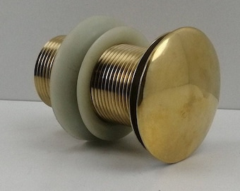 Desagüe de lavabo de latón sin lacar: botón pulsador de latón macizo