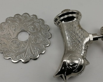 Moroccan Bathroom Faucet, Silver Fish Faucet - Sink Faucet - Silver Kitchen Faucet, Solid Brass Embossed Fish Faucet