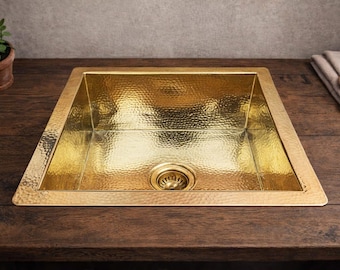 Handcrafted Solid Brass Kitchen Sink: Hammered or Smooth Finish