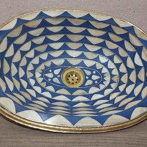Brass and Resin Drop in Sink, Handcrafted Brass Oval Drop-in Bathroom Sink, Antique Powder Room Sink Oval Drop-in Bathroom Vanity Sink