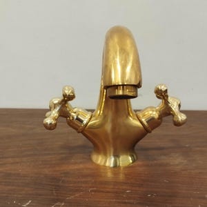 Unlacquered Brass Sink Faucet Handmade Rustic Sink Faucet For Vanity - Farmhouse Faucet For Bathroom