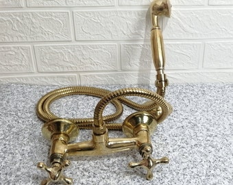 Handcrafted Solid Brass Shower System: Wall Mounted Faucet Fixture