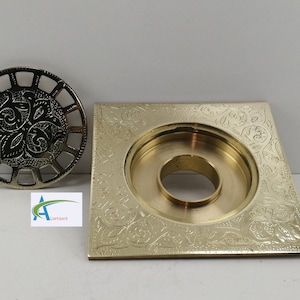 Desagüe de piso de latón sin revestimiento, Desagüe de ducha cuadrado de latón macizo, Desagüe de piso grabado,